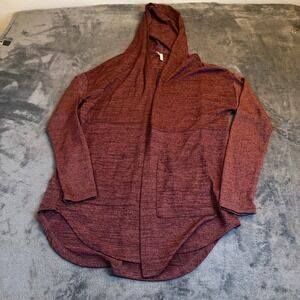 Mudd Open Front Draped Cardigan Hooded Cozy Knit Sweater Womens Medium